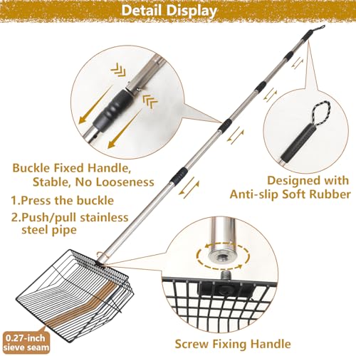 Image of 10 inch Large Multi-Purpose Chicken Poop Scooper,Poop Shovel for Chicken Coop Accessories, Coated Metal anti-rust design,22 to 68 inch Adjustable Stainless Steel Handle,Cleaning Tool for Dog Waste,Cat Litter