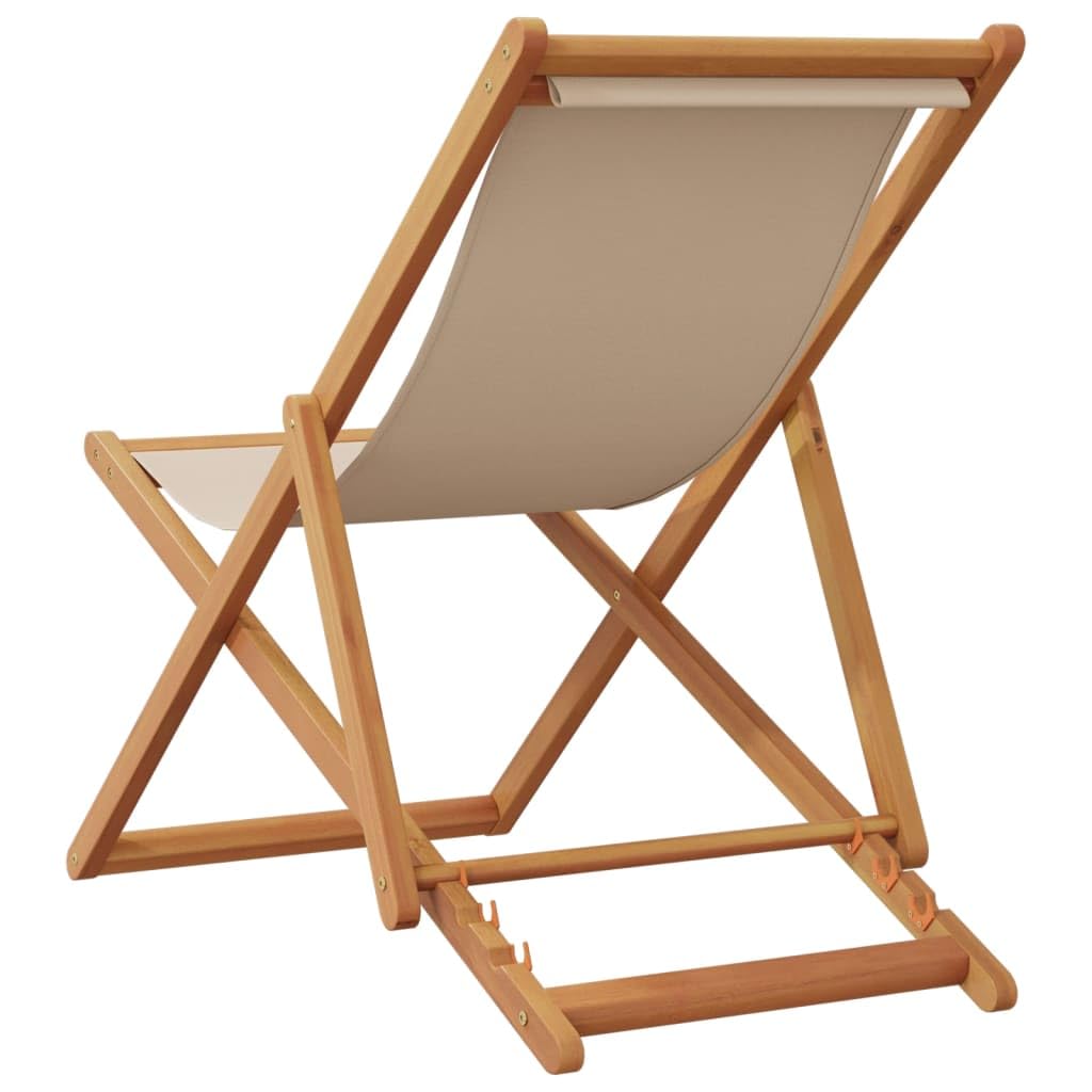 vidaXL Sillas Plegables (2 Unidades) de Tela Beige y Madera Maciza