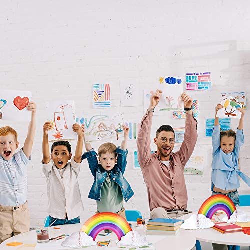 Rainbow Honeycomb Paper Centerpiece Rainbow Cloud Centerpieces Unicorn No Crease Converting Rainbow Centerpieces For Birthday Party Baby Shower Tables Decoration (4 Pieces) #TOP5