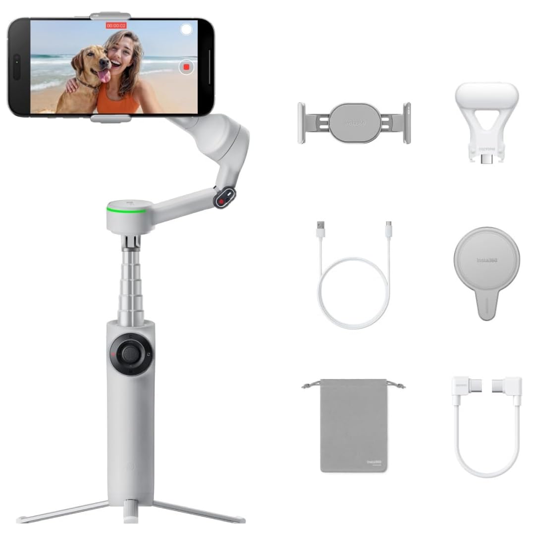 Insta360Flow 2 Pro 3-Axis AI-Powered Smartphone Gimbal Creator Bundle - Stone Gray