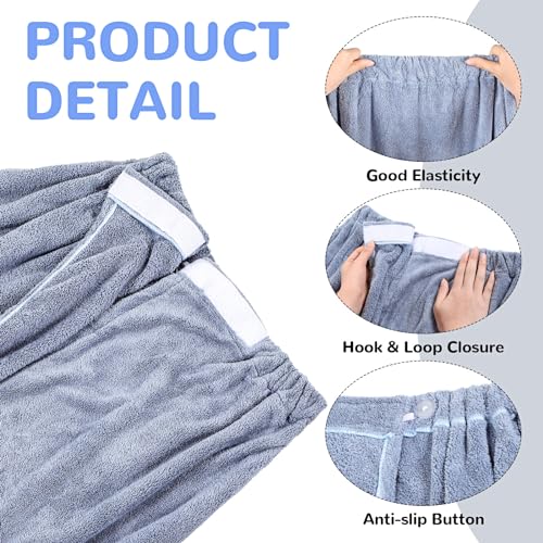 Image of Cuffbow 3 Pcs Towel Wrap for Women Spa Body Robe Full Length Female Bath Shower with Adjustable Closure Elastic Top Plush