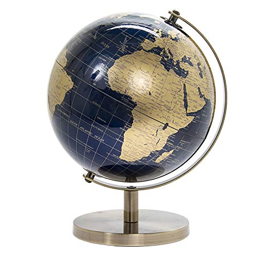 Lesser & Pavey LP44777 Globe terrestre Rotatif Vintage doré et Bleu avec Support en métal pour Votre Bureau/Bureau 27 cm