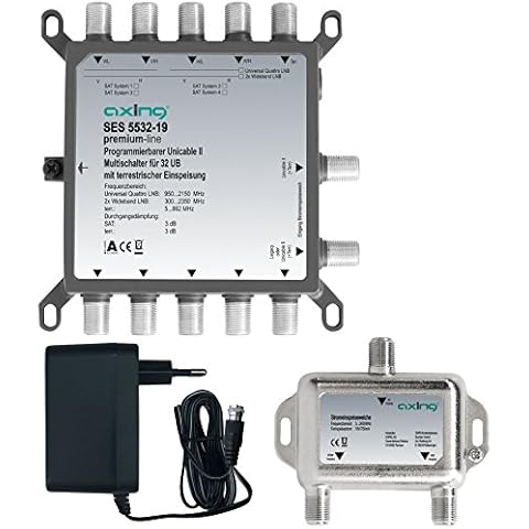 Axing SES 5532 – 19 Multiswitch para Uni Cable de 2 múltiple y los 32 participantes Cover