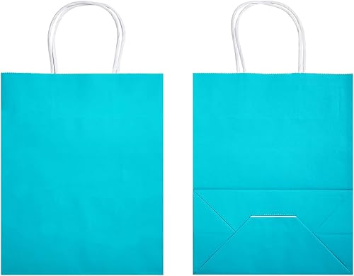 Miniatura 8 de DjinnGlory Paquete de 50 bolsas de regalo de papel verde azulado de tamaño mediano con asas y 50 papel de seda blanco para pequeñas empresas,