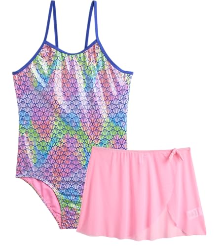Limited Too Girls' Bathing Suit Set - One Piece Swimsuit and Mesh Wrap Skirt - UPF 50+ Swimwear Set for Girls (7-16)