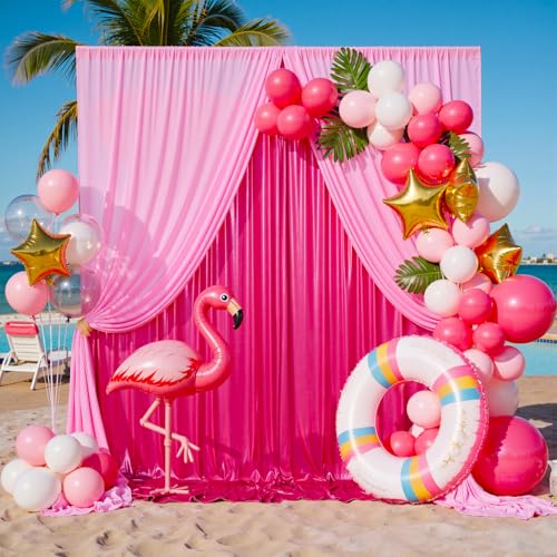 Image of 40x10 ft Wrinkle Free Hot Pink Sequin Backdrop Curtain for Parties-Thick Not Fall-Off Glitter Fuchsia Backdrop Drapes-8 Panels 5x10ft Shimmer Photo Back Drop Cloth for Wedding Birthday Photography