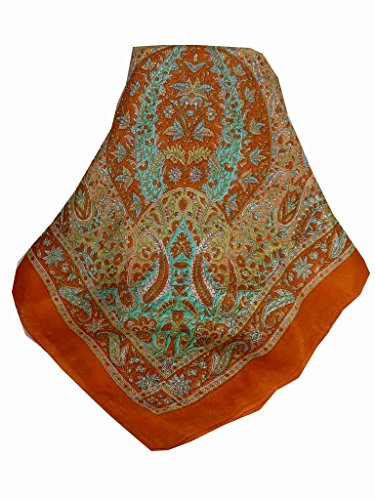 Pashmina & Silk Mulberry Silk Traditional Square Scarf Kiara Terracotta2