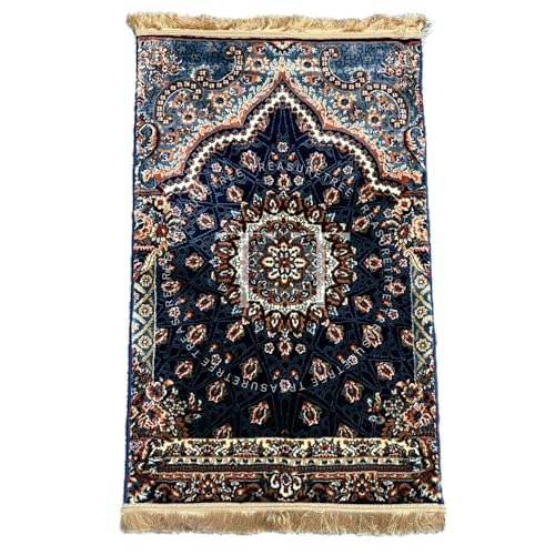 Image of Deluxe Velvet Heavyweight Prayer Mat | Elegant and Super Soft Design | Ideal for Muslim Prayers | Heavy Carpet Mat with Premium Softness and Luxurious Design. (Navy Blue)