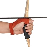 Vista 5 de TOPARCHERY Guantes de flecha 2 dedos protector de cuero para mano derecha izquierda caza tiro objetivo recurvo caballo arco