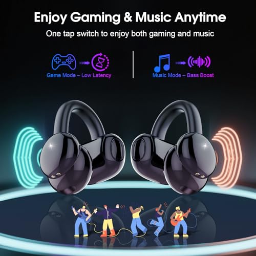 Image of Open Ear Earbuds Wireless Clip on Headphones Bluetooth 5.4 Ear Buds with DNN Noise Cancelling, 48H Playtime, Low Latency, Fashion Design, Secure Fit, Clear Sound for Music & Calls
