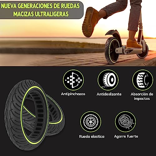 ANSENI Solid Wheels for Electric Scooter 8.5 Inches, Glow in the Dark Tires - Image 4