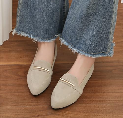 Niction Women’s Flat Shoes Comfortable Faux Suede Pointed Toe Slip On Casual Ballet Flats Daily Dress Work Loafers Mary Jane Flats for Women4