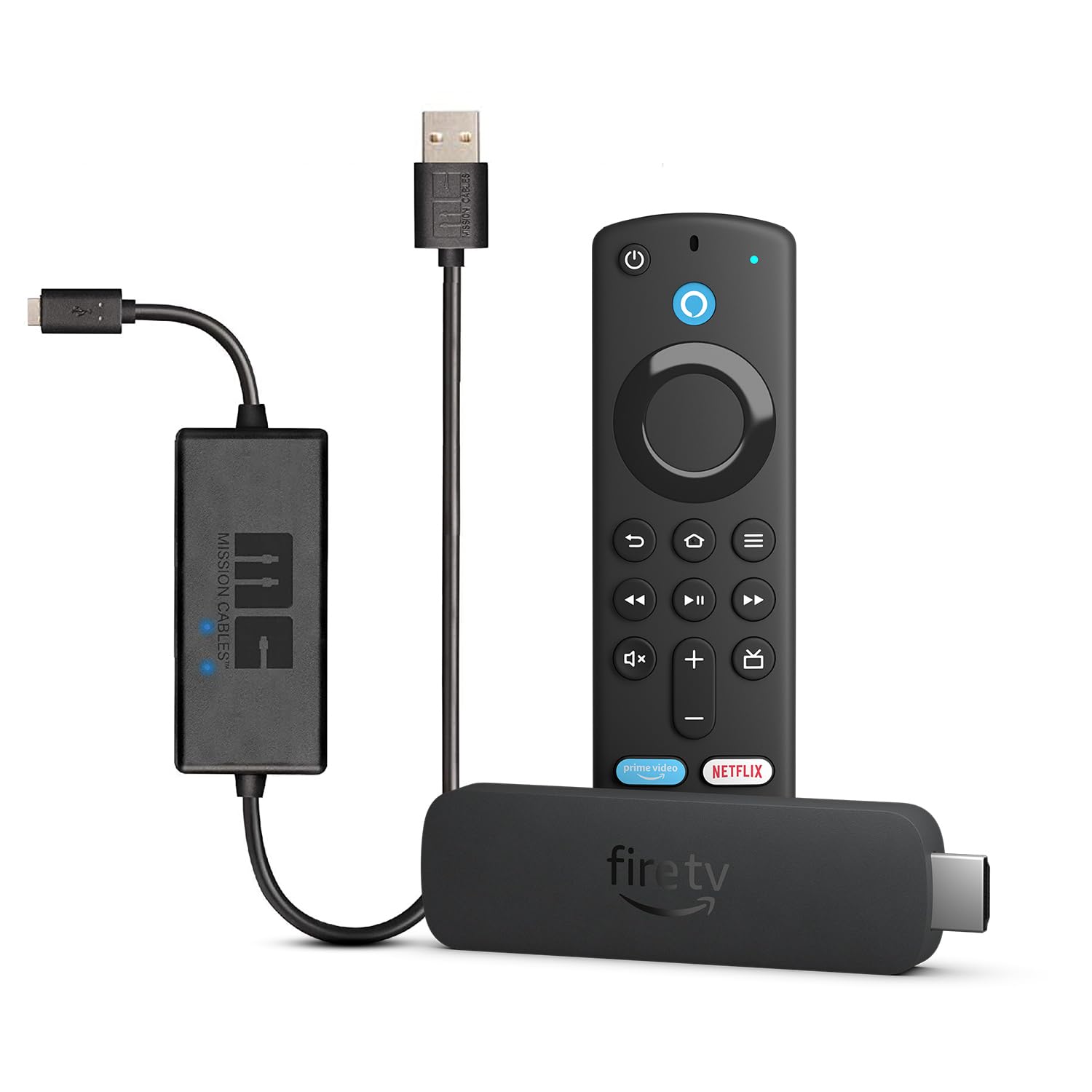 Amazon Fire TV Stick 4K di Amazon + Mission Cables Cavo di Alimentazione USB per Fire TV