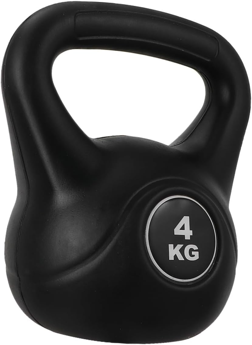Plastic Kettlebell 4kg Black, Household Fitness Accessory for Strength Training, Fixed Weight Kettle Bell for Deep Squat and Home Exercise