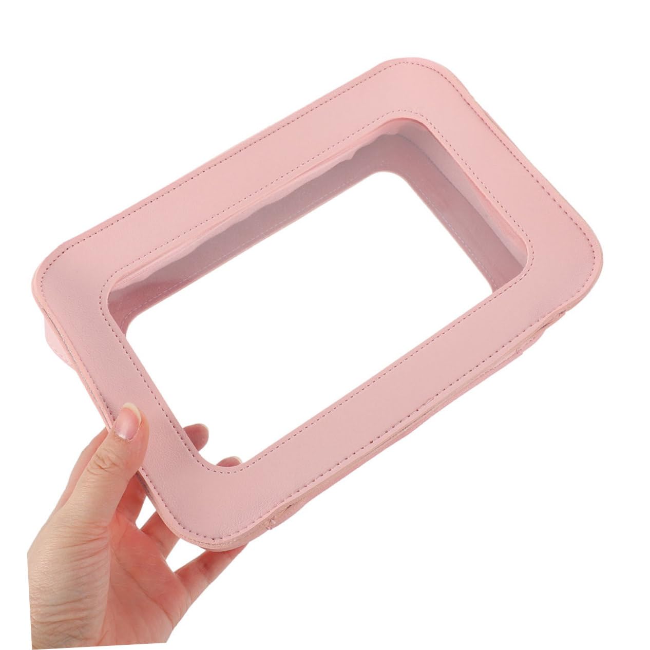 Neceser Transparente de PVC Rosa para Viaje, 2 Piezas