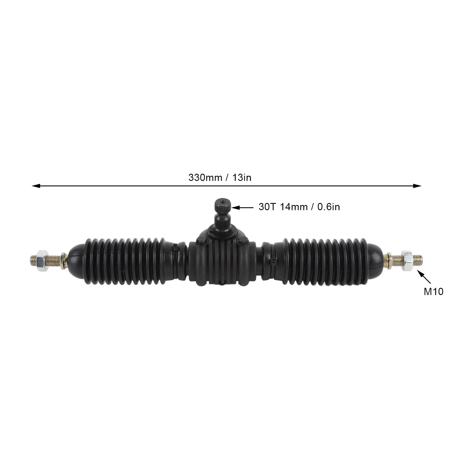 Zespół Drążka Kierowniczego i Zębnika 30T 14mm 330mm, Tuleja Odporna na Kurz ze Stopu Stali z Hydraulicznym Wspomaganiem Kierownicy, do Wymiany Gokarta DIY ATV UTV Quad