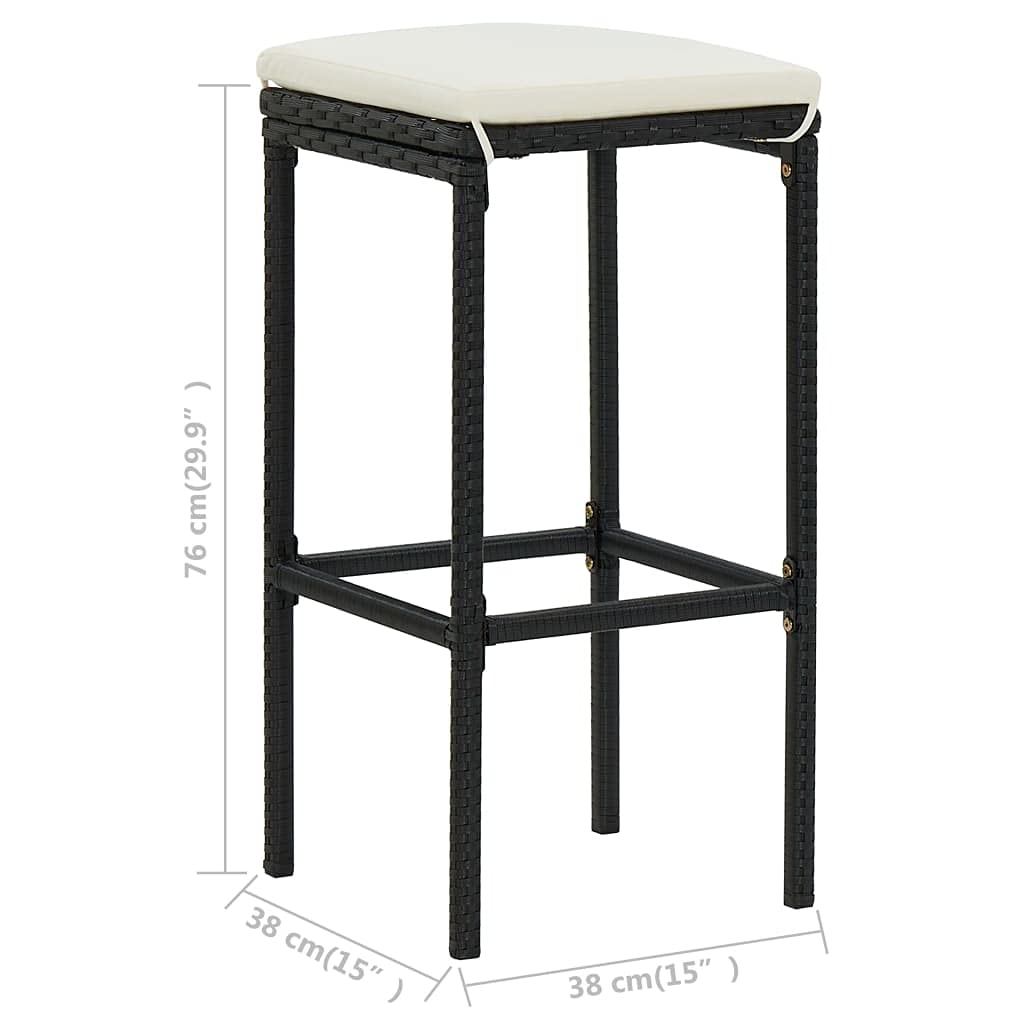 Ensemble de Bar de Jardin 5 pcs Résine tressée Noir Toshilian