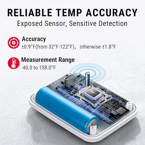 Image of TempPro Wireless Freezer Fridge Thermometer with Alarm, High Accuracy, Rechargeable Refrigerator Thermometer with Backlit LCD Display, Battery Included (Previously ThermoPro)