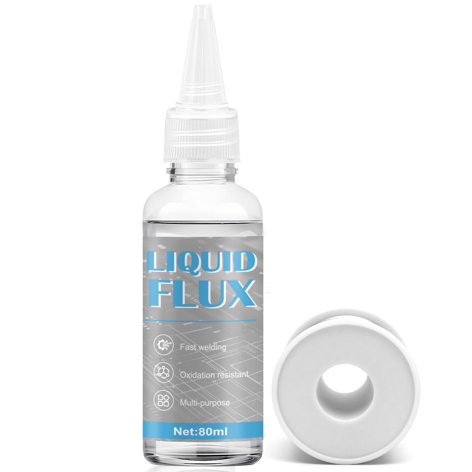 ALLONY Flux para Soldar Estaño, Flux Liquido, Flux Soldadura, Fundente sin Limpieza, Soldadura Rápida, Adecuado para Acero Inoxidable, Cobre, Aluminio y Otros Metales, 80ML