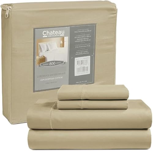 CHATEAU HOME COLLECTION Juego de sábanas de algodón egipcio de 800 hilos, mineral calking