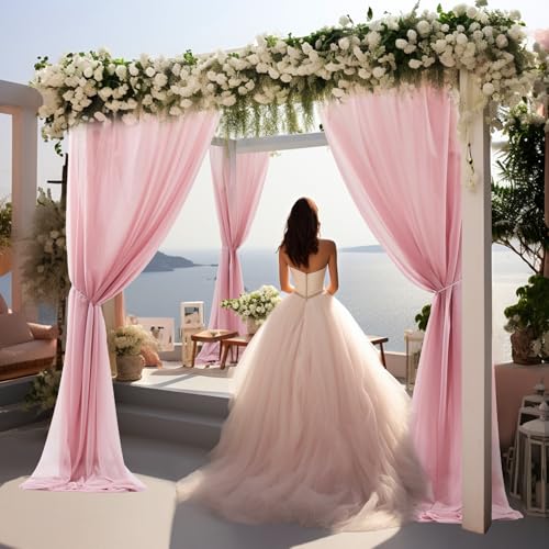 Image of Wedding Arch Draping Fabric, 2 Panels 30 inch x 20Ft Dusty Rose Sheer Curtain Drapes Extra Wide & Long Backdrop Curtains for Bridal Shower Backdrop Outdoor Party Arches Church Ceremony Decoration