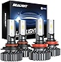 SEALIGHT 9005/HB3 H11/H9/H8 LED Bulbs Combo, Super Bright Cool White, Plug and Play, Pack of 4