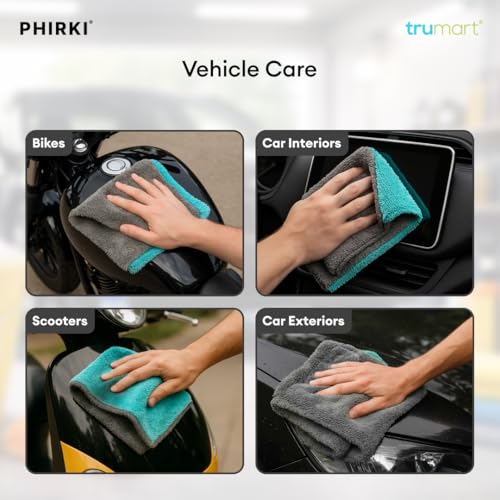 Image of Microfiber Cloth for Car 1200 GSM, Car Drying Towel 40x40 cm, Twisted Loop Car Cleaning Cloth, Super Absorbent Microfiber Car Towel, Lint Free Edgeless Detailing Cloth, Aqua Blue Grey, 1 Pc