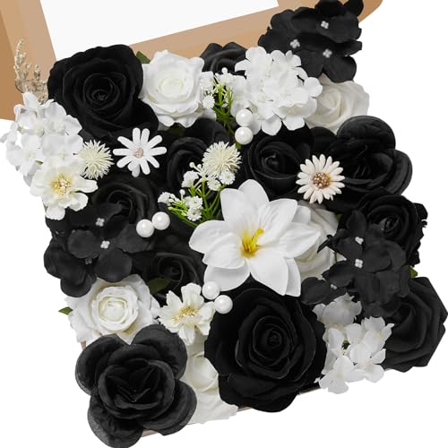 Serwalin Black Artificial Flowers and White Deluxe Combo Box Set,