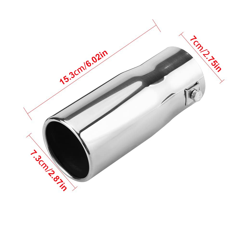 Enjoliveur d'échappement, Tuyau D'éChappement de Voiture en Acier Inoxydable Poli pour Modification Embout de Tuyau D'échappement Arrière pour un Montage Sur La Plupart Des Berlines
