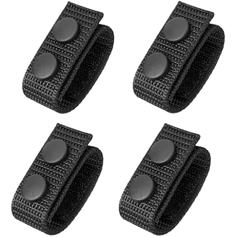 XSCQ BienBion Belt Keepers for Duty Belt,Nylon Belt Keepers,2¼" Wide Double Snaps Duty Belt Keepers,Security Tactical Belt Loop for Police Equipment Accessories (Black-4 Pack) Cover