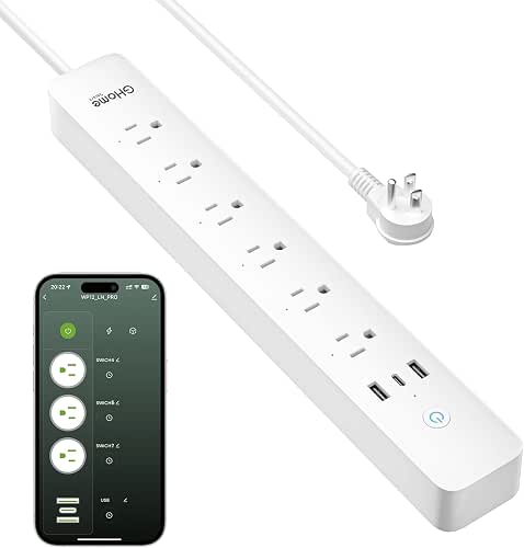 GHome Smart Power Strip 15A, 2.4G WiFi Smart Plugs That
