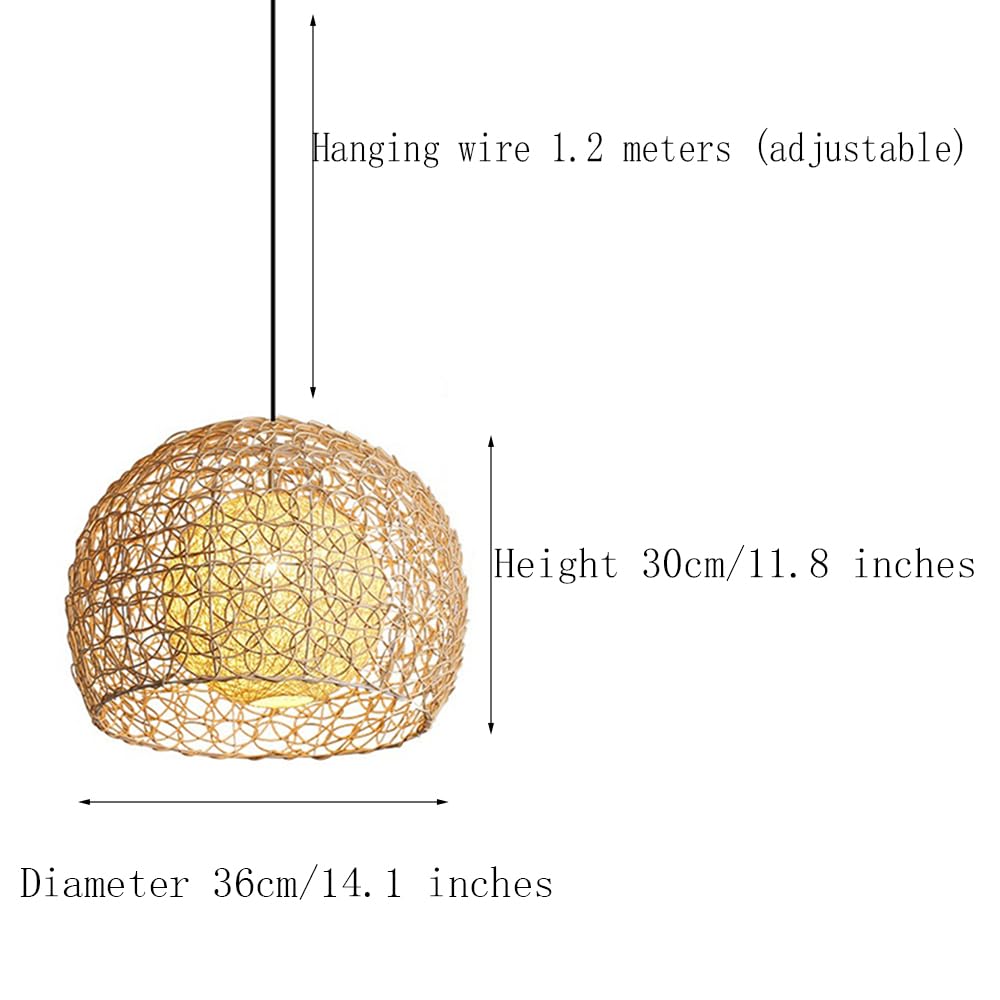 Wiklinowa Lampa Wisząca E27 Lampy Wiszące Rattanowa Lampa Wisząca Wiklinowy Tkany Kosz Abażur, Farmhouse Industrial Boho Sufitowa Oprawa Oświetleniowa Do Salonu Wyspa Kuchenna CJSLXGBL
