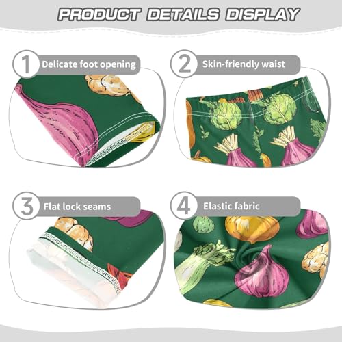 ALAZA Girls' Leggings Children's Yoga Pants Skinny Printed Dance Vegetables Green Comfortable 4T2