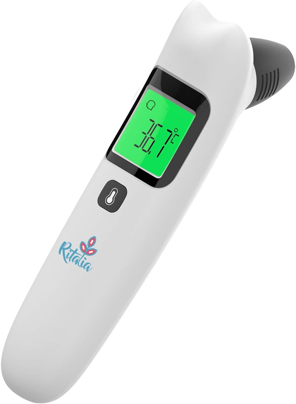 Ritalia Termómetro infrarrojos Termometro digital bebe frente y oído. Termómetro infrarrojos médico para uso corporal. Termómetro de fiebre. Termómetro rápido 1 segundo para bebes niños y adultos.