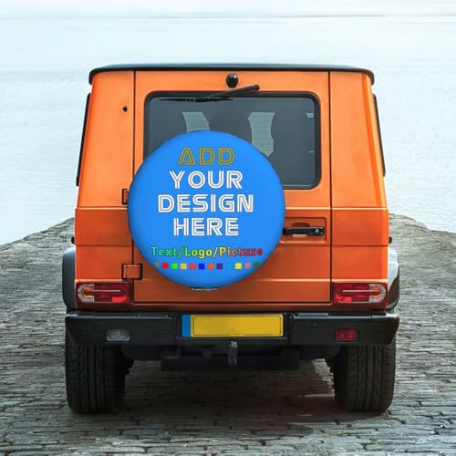 Image of Custom Spare Tire Cover, Personalized Text Image Waterproof Dust-Proof Universal Wheel Covers Protectors Fits Tire for Trailer RV SUV Truck Camper, DodgerBlue