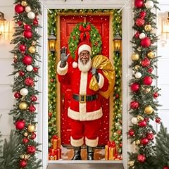 Black Santa with Gift Sack at Red Door