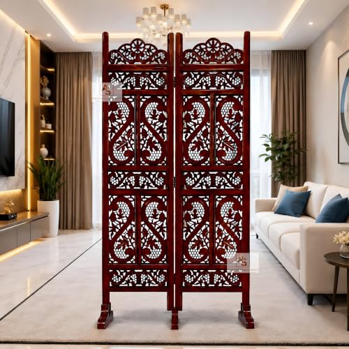 Image of Partition for Living Room,Divider,Partition Wall Room Divider Screen Separator, Wall Panel Divider for Hall | Bedroom |Office | Puja Room | Restaurant S Design (2 Panel with Stand)