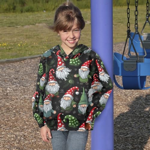 Kids Hoodies Sweaters Christmas Xmas Gnome Dwarfs Hooded Sweatshirts with Big Pockets for Boys Girls B04004564