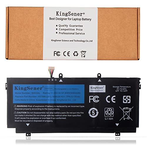 KingSener SH03XL Batterie d'Ordinateur Portable pour HP Envy 13-AB 13-AB003NF 13-AB023TU HSTNN-LB7L TPN-Q178 901308-421 901345-855 CN03XL 57.9WH/5020MAH Cover