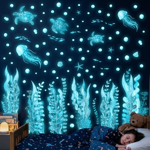 Stickers de pared DECOWALL Ocean que brillan en la oscuridad miniatura 4