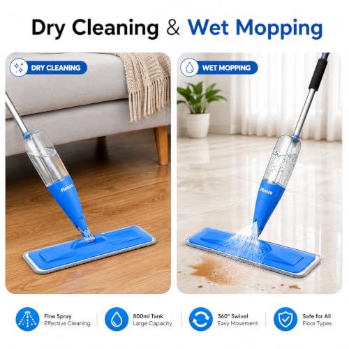 Image of Spray Mop for Home Cleaning Floor with Washable Microfiber Pad - with Refillable Bottle for Wooden Floor, Hardwood, Marble, Laminate, Ceramic Tiles, and for Dust Cleaning