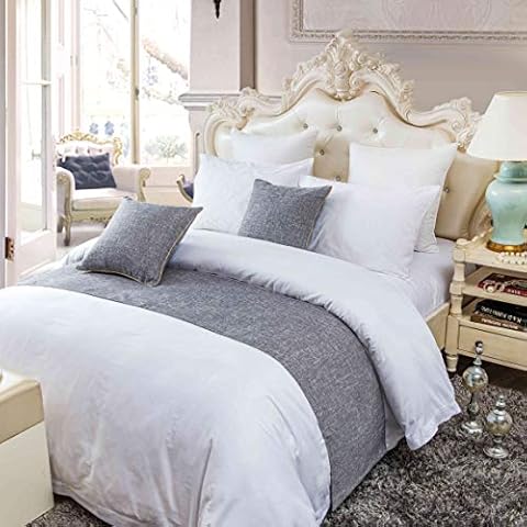 OSVINO Solid Bed Runner Microfiber Simple Soft Bedding Scarf Protection for Bedroom Hotel Wedding Room, Grey, Double/King Cover
