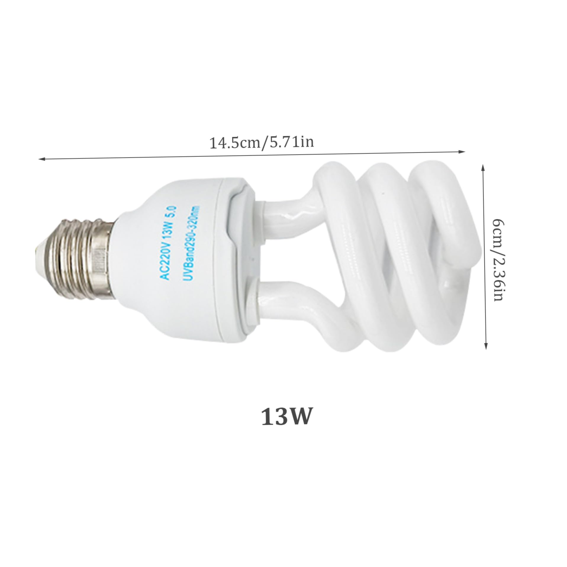 Bulbas UVB para Reptiles 5.0 UVB E27 Interfaz Reptiles subtropicales Ligera Azul Claro Blanco Luz de luz Fixtura para Tortugas, Bombillas de 13W para