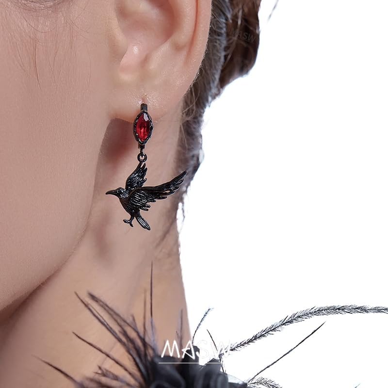 Hip Hop Style Gothic Crow Earrings Red Pendant Earrings Personalized Animal Accessories Fashion Women's Accessories - Image 4