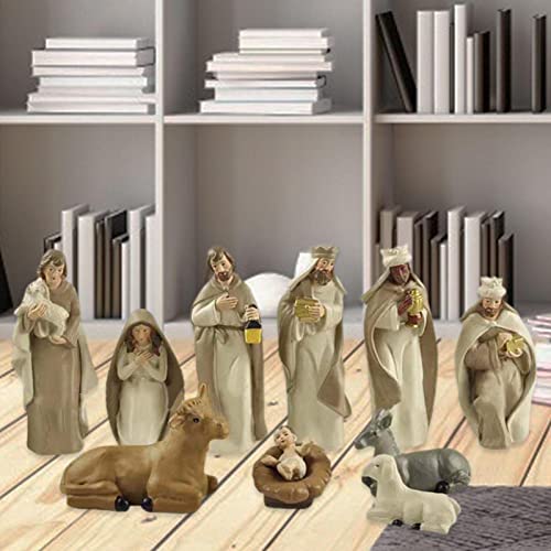 B/A Conjuntos de presépio de Natal, 10 peças de estatuetas de presépio de Jesus Ornamento Presentes