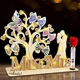 Geldgeschenk Hochzeit Holz mit LED Lichterkette,Hochzeitsgeschenke für Brautpaar Geld Verpackung mit Karte,Herzförmiges Romantisches Geschenk zum Hochzeit Hochzeitstag Brautpaar