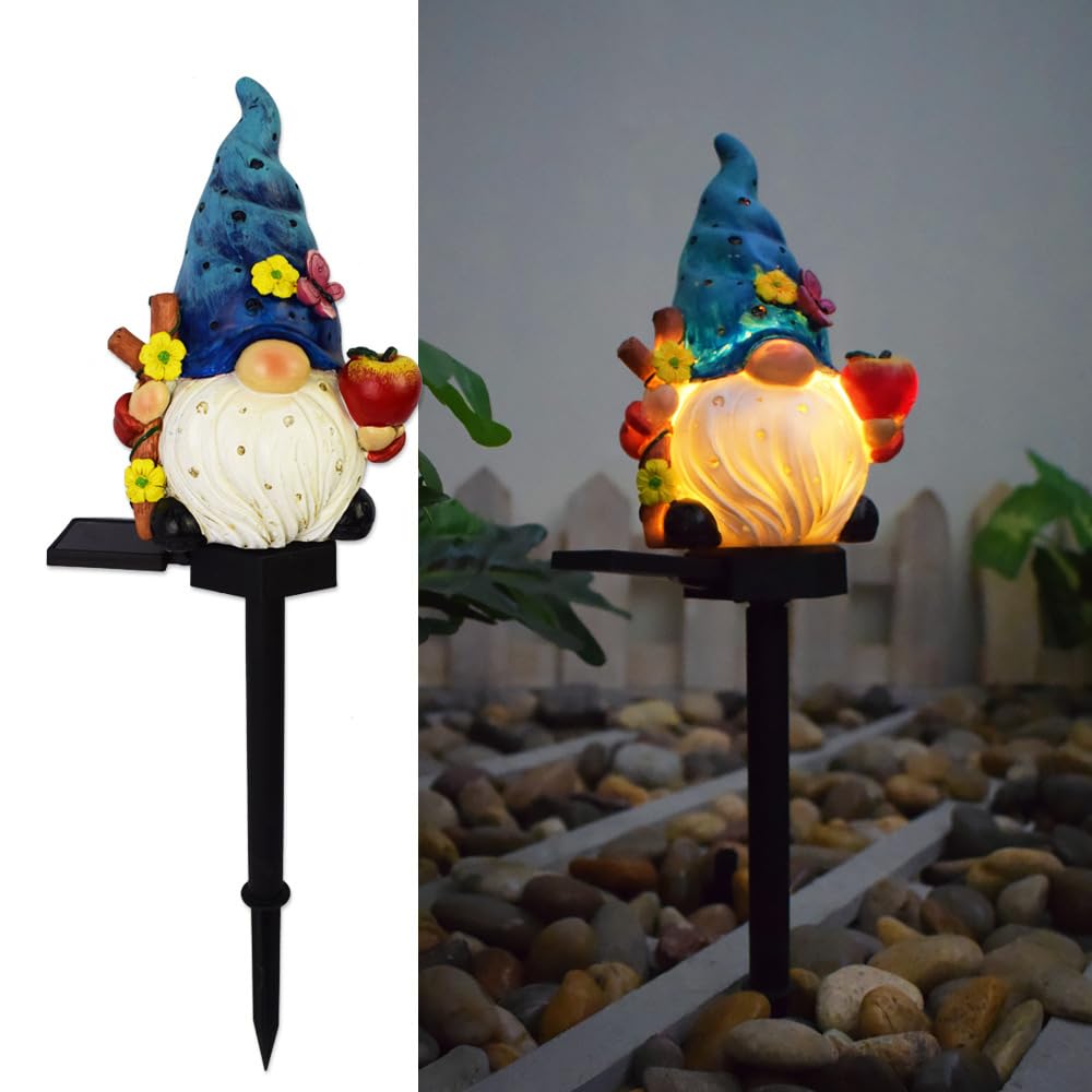 2 Packungen LED Solar-betriebene Zwerg-Elf-Lichter, Outdoor-Atmosphäre Dekoration Lichter und 2 niedliche Harz Zwerg-Elf Hof Landschaftslampe.