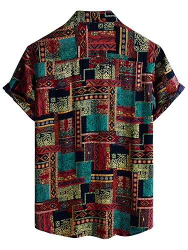 Image of JOTOOK Mens Hawaiian Shirt Short Sleeve Button Down Tropical Shirts Casual Floral Summer Beach Shirt