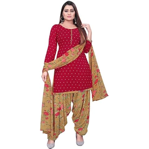 SB Traders Crepe Patiyala Suit with Dupatta Cover
