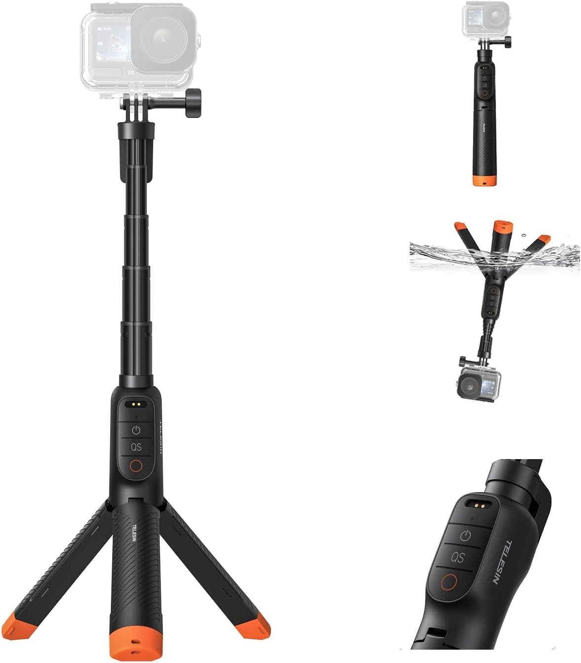 Amazon | TELESIN DJI Osmo Action 6/5 Pro/4 専用 浮き自撮り棒 三脚